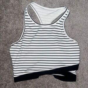 Striped Black and White Racerback crop tank